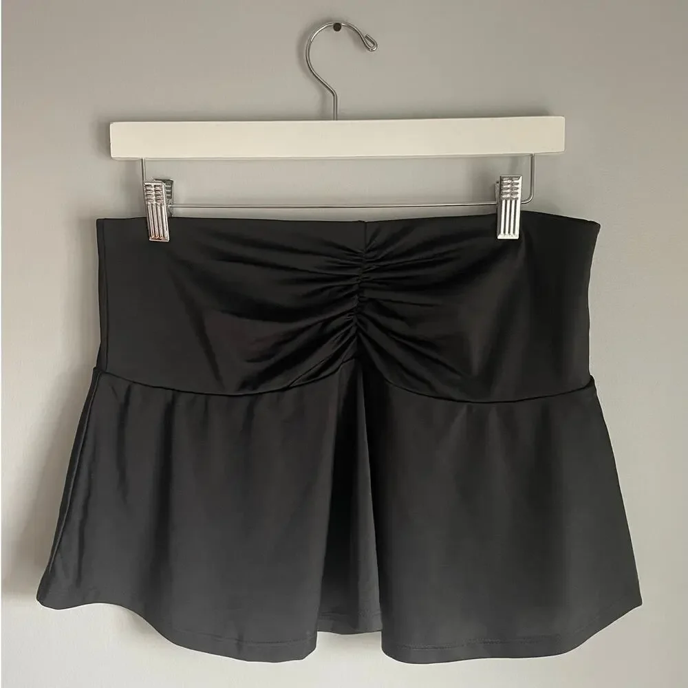 H&M Divided Black Y2K Mini Skirt Ruched Recycled Polyester Medium Conscious NWT